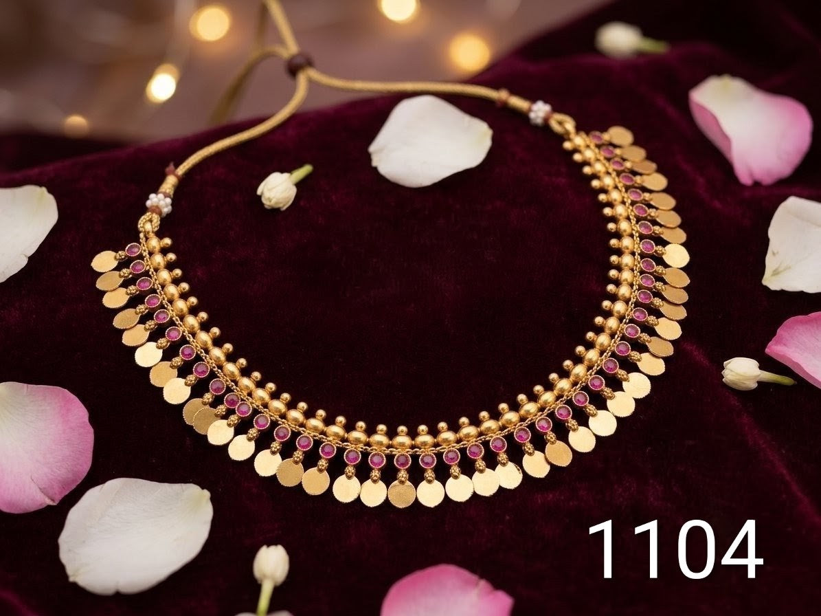 Meta-Glow Elakkathali Choker with pink stone