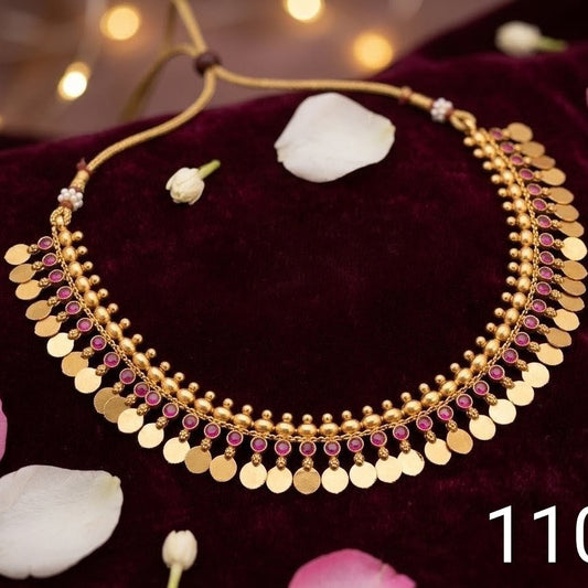 Meta-Glow Elakkathali Choker with pink stone