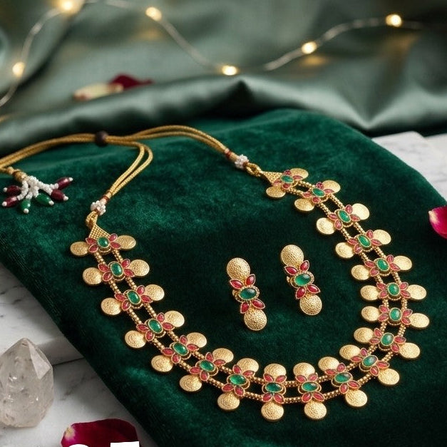 Kerala Style Dual Layer Kasu Necklace