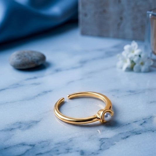 Bezel Pearl Ring | Small Pearl Ring