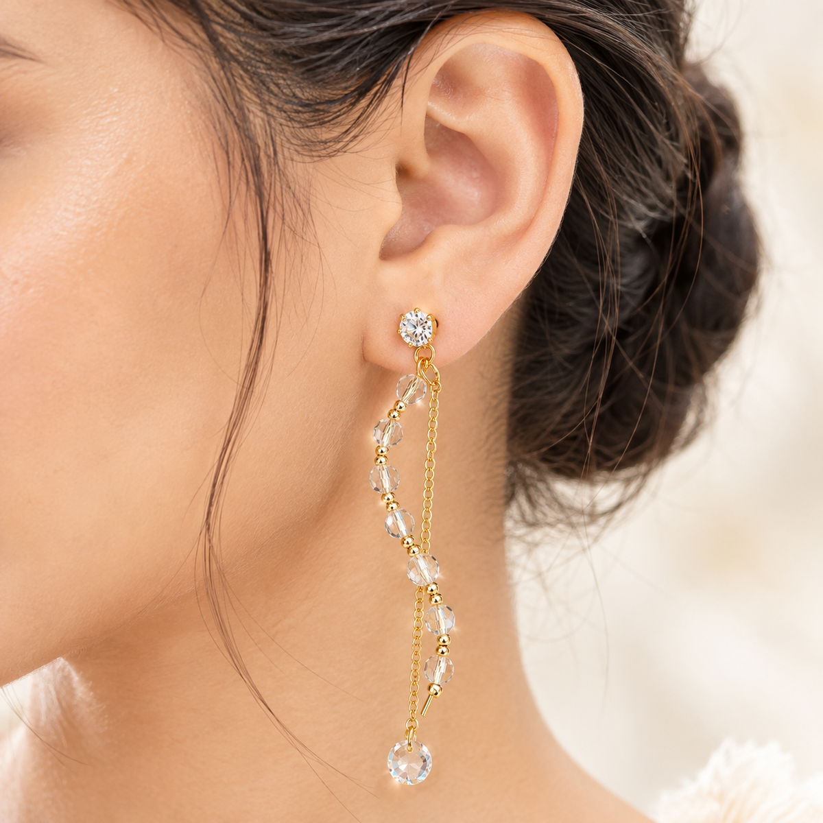 Crystal Bead Chain Drop Earrings | 100% Anti tarnish