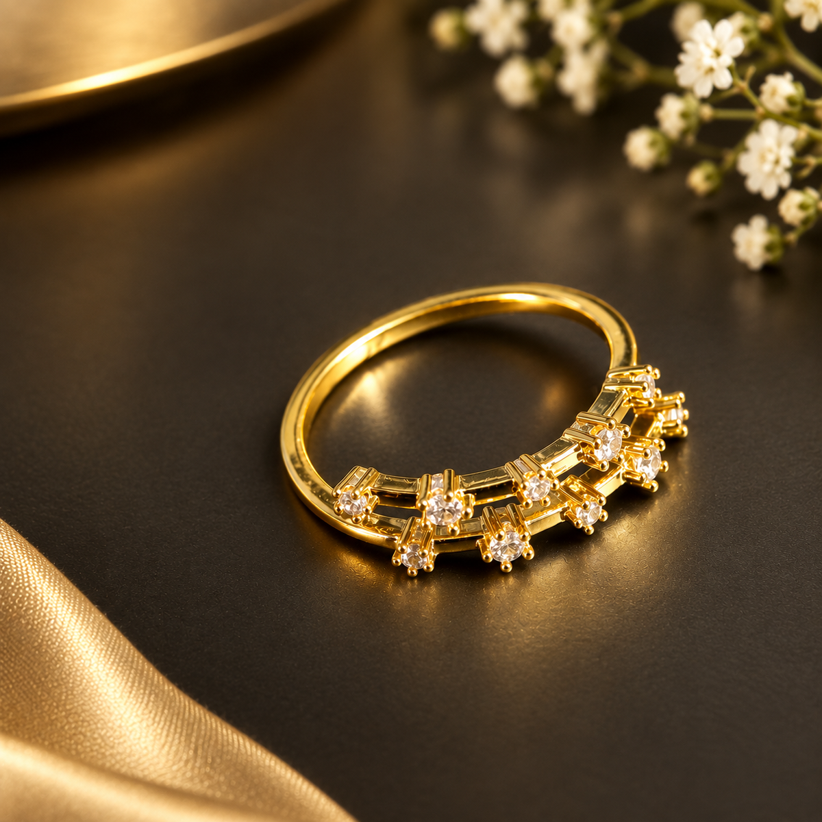 Starlight Double Row Crystal Ring – 100% Anti Tarnish