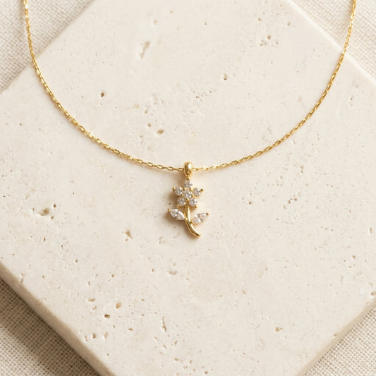 Blooming Crystal Flower Pendant Necklace