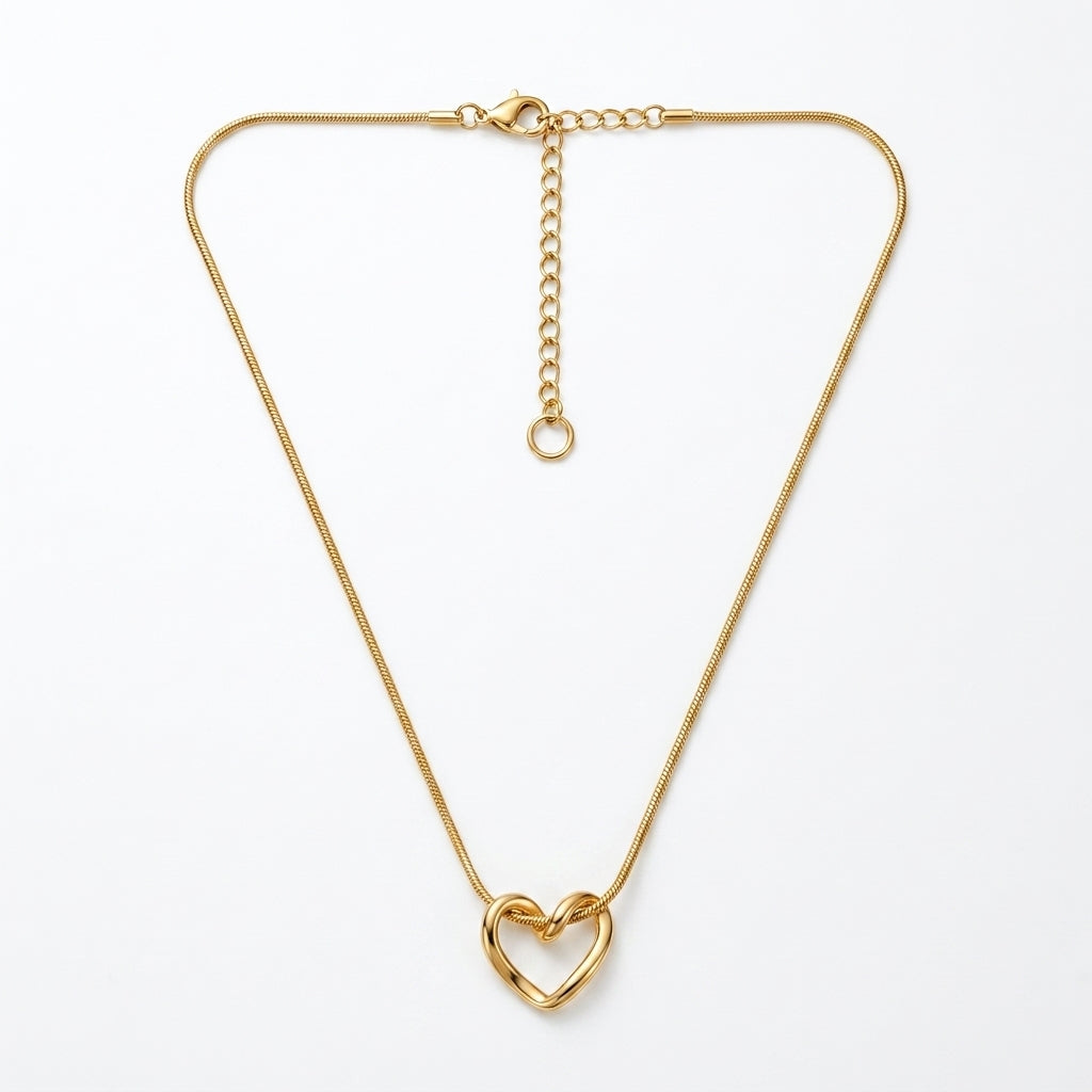 Intertwined Love Heart Pendant Necklace