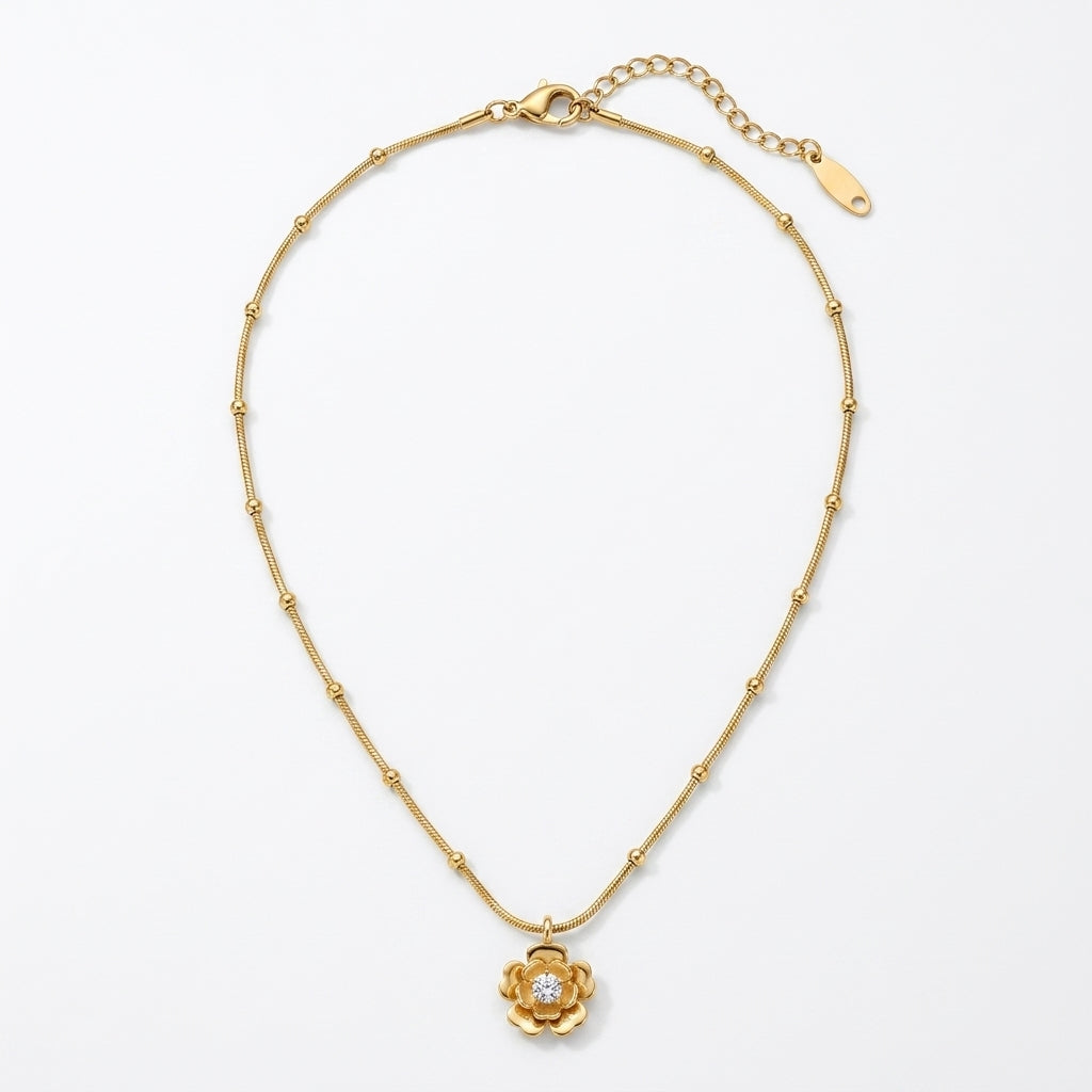 Golden Clover Crystal Station Necklace