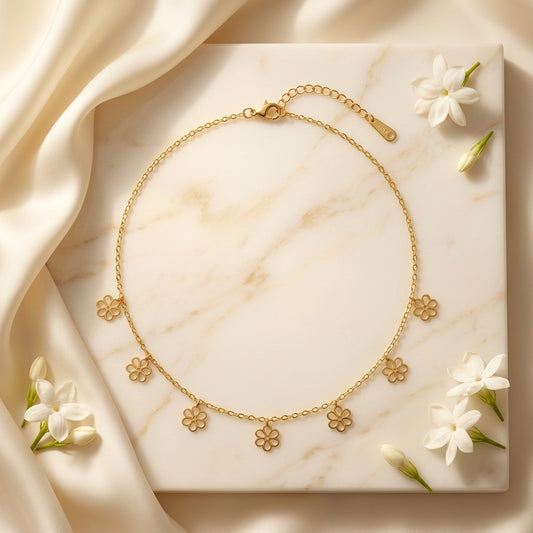 Floral Station Choker Necklace