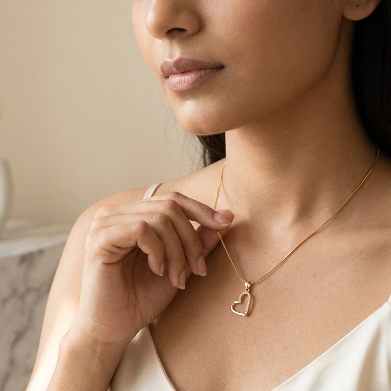 Open Crystal Heart Pendant Necklace