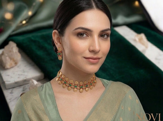 Kerala Style Dual Layer Kasu Necklace