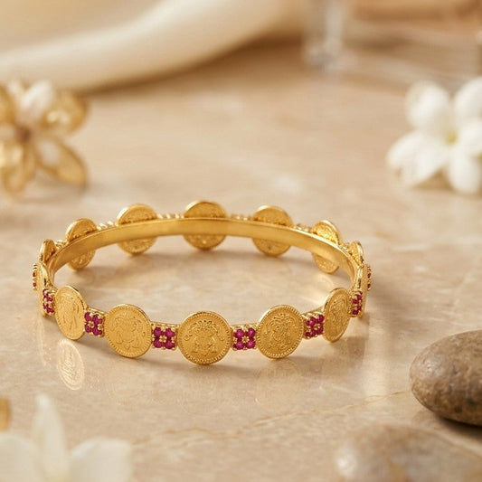 Traditional Coin & Ruby Stone Bangle | Coin bangle