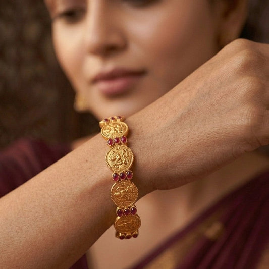 Traditional Coin & Ruby Stone Bangle | Coin bangle