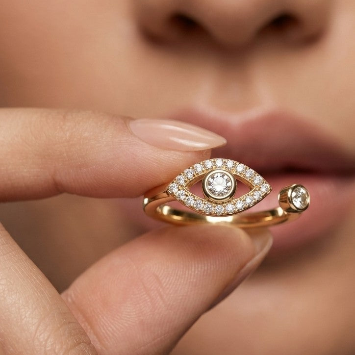 Sparkling Celestial Open Adjustable Gold Ring