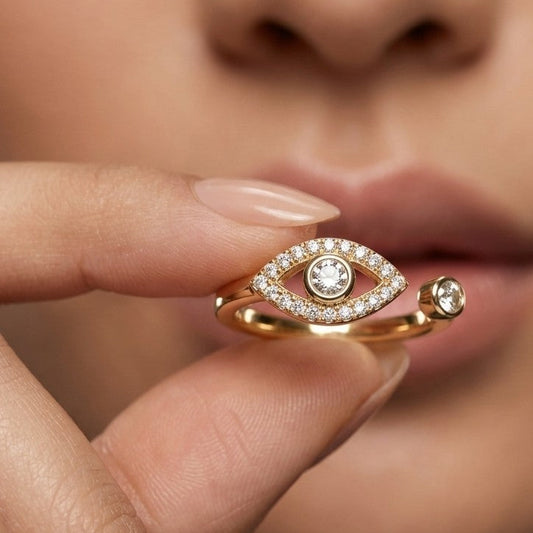 Sparkling Celestial Open Adjustable Gold Ring