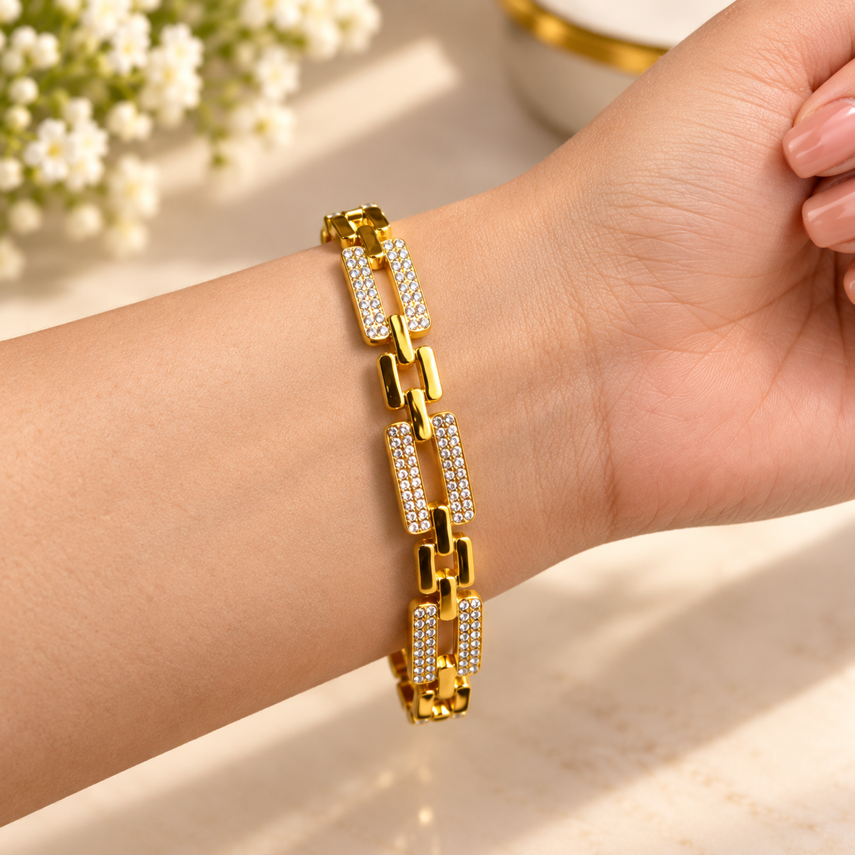 Textured Link Bracelet | 100% Anti tarnish
