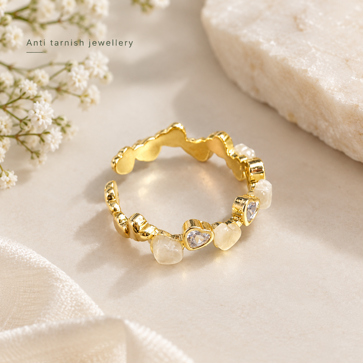 Heart Eternity Open Ring – 100% Anti Tarnish
