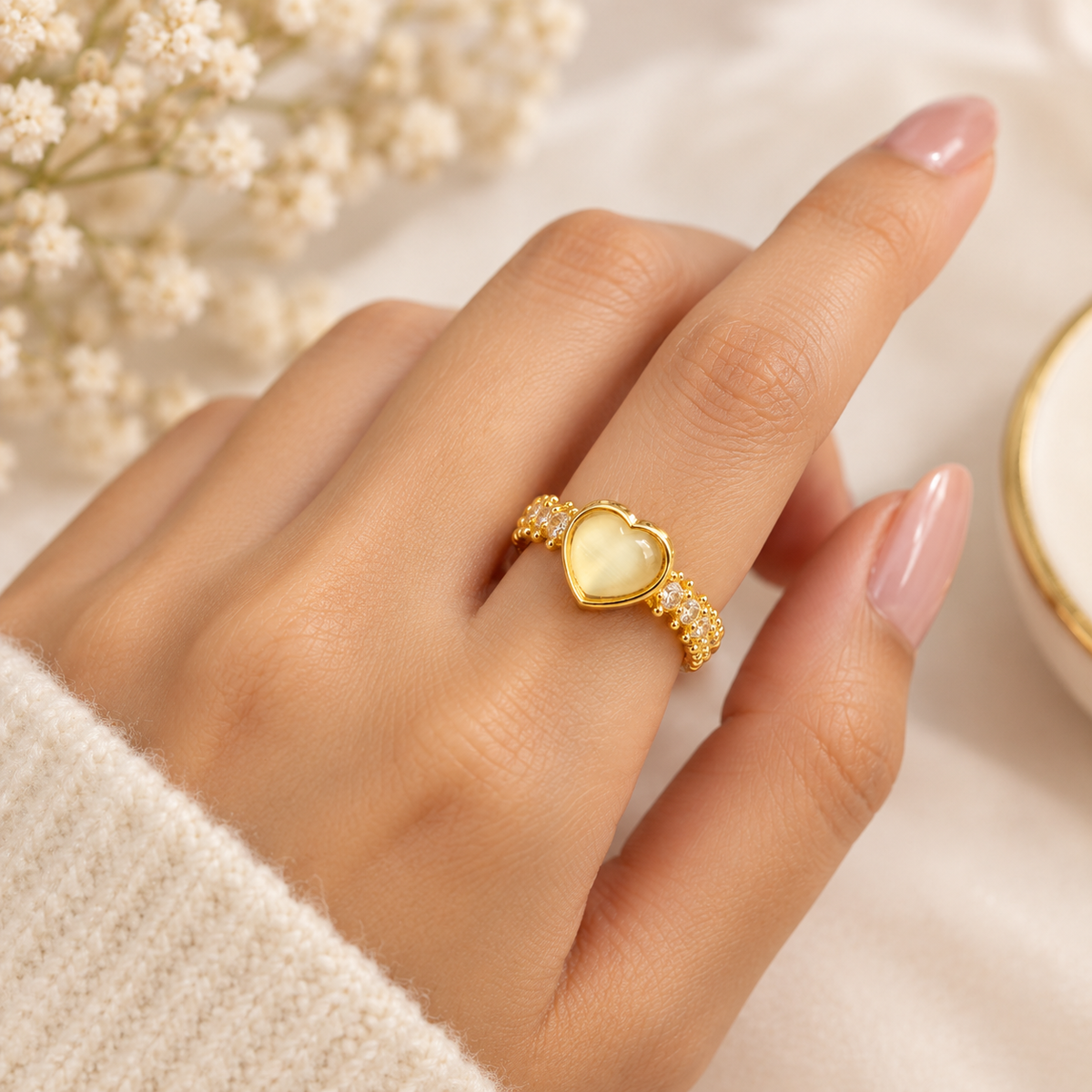 Glow Heart Open Ring – 100% Anti Tarnish