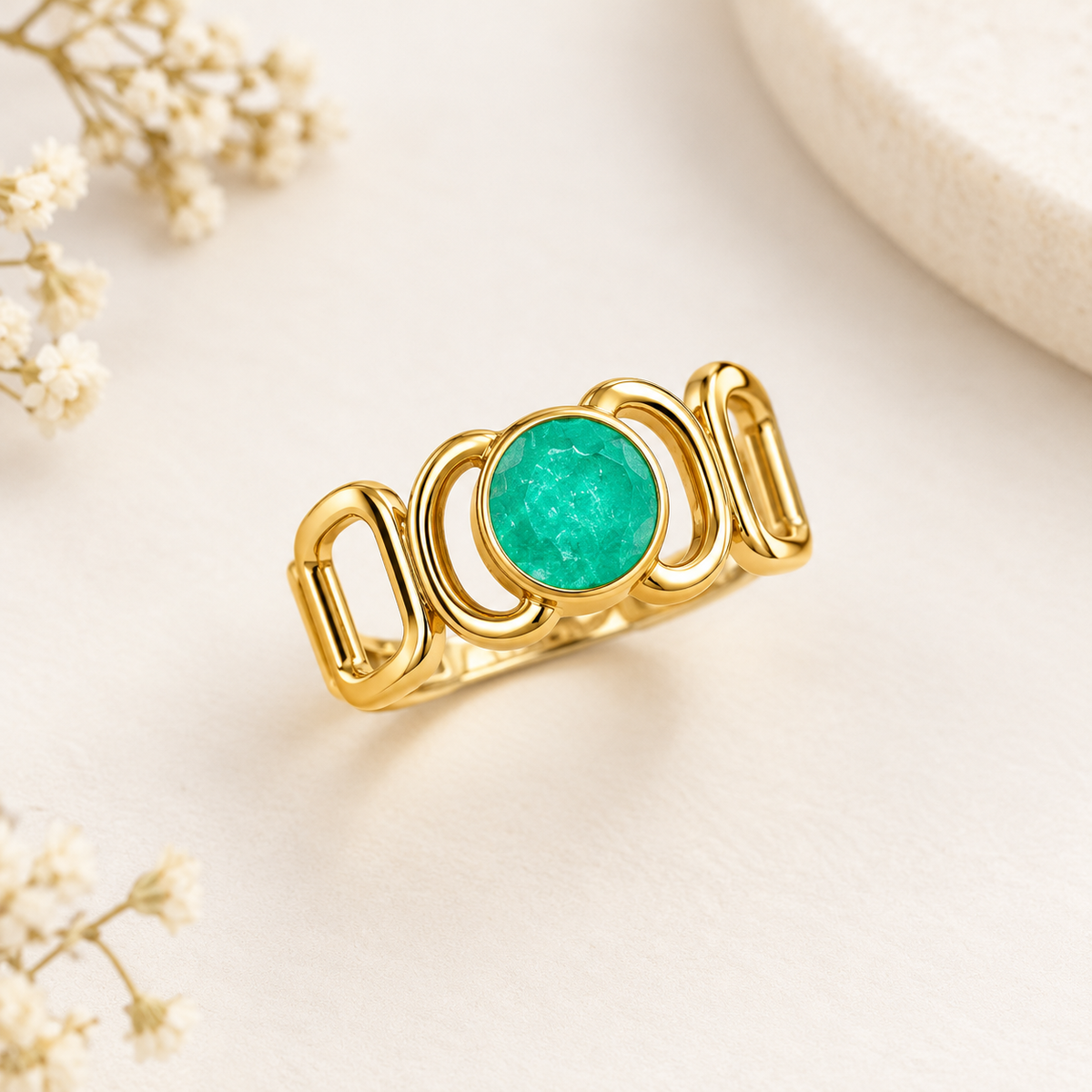 Turquoise blue Link Ring – 100% Anti Tarnish