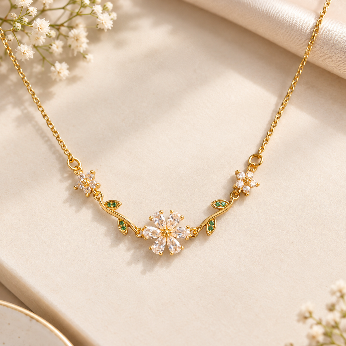 Crystal Blossom  Anti Tarnish Necklace