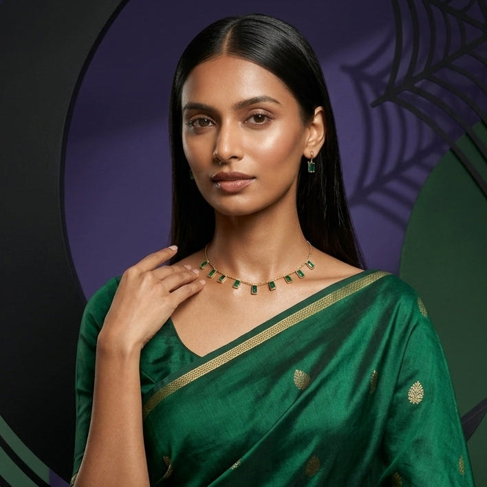 Emerald Drop Station Choker Necklace