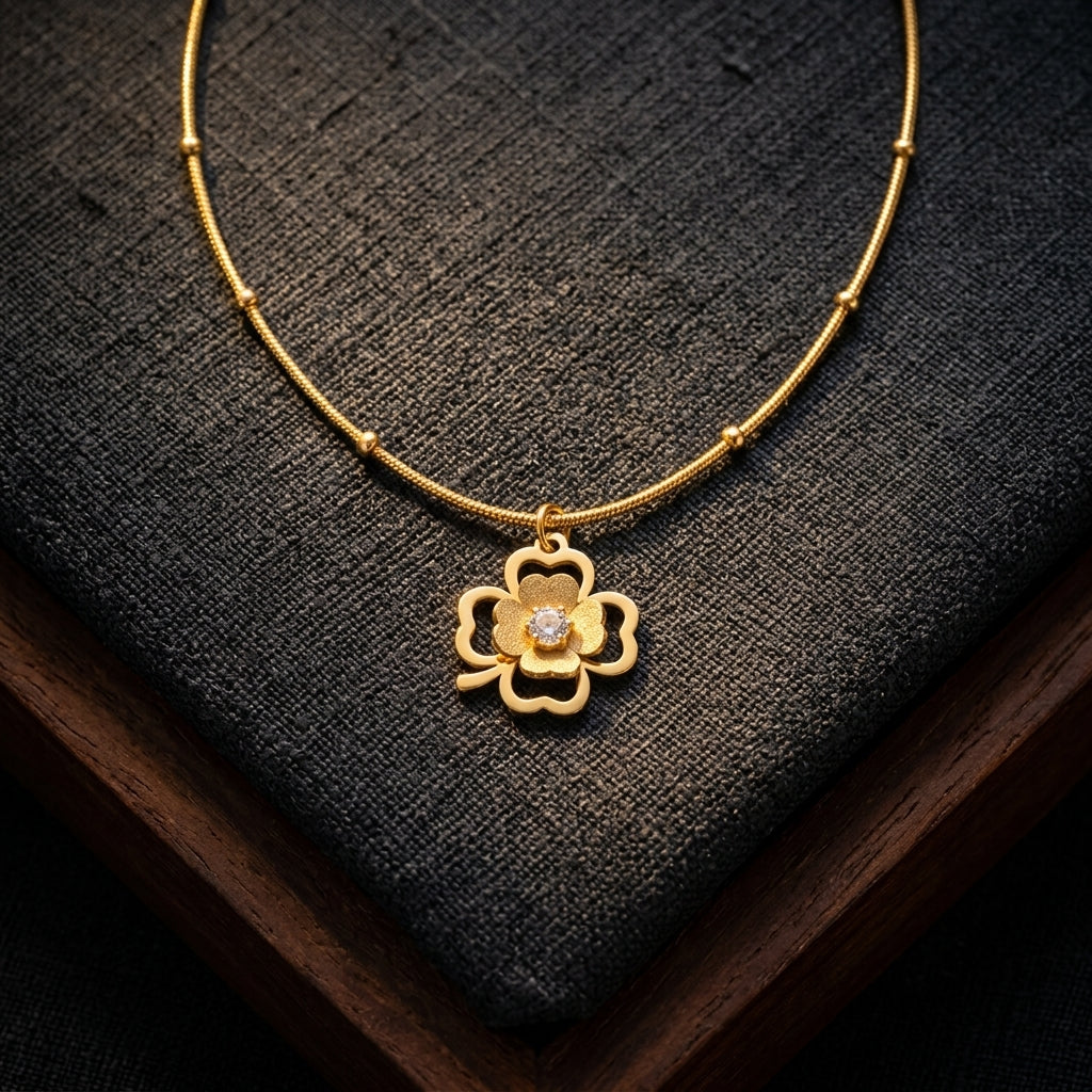 Golden Clover Crystal Station Necklace