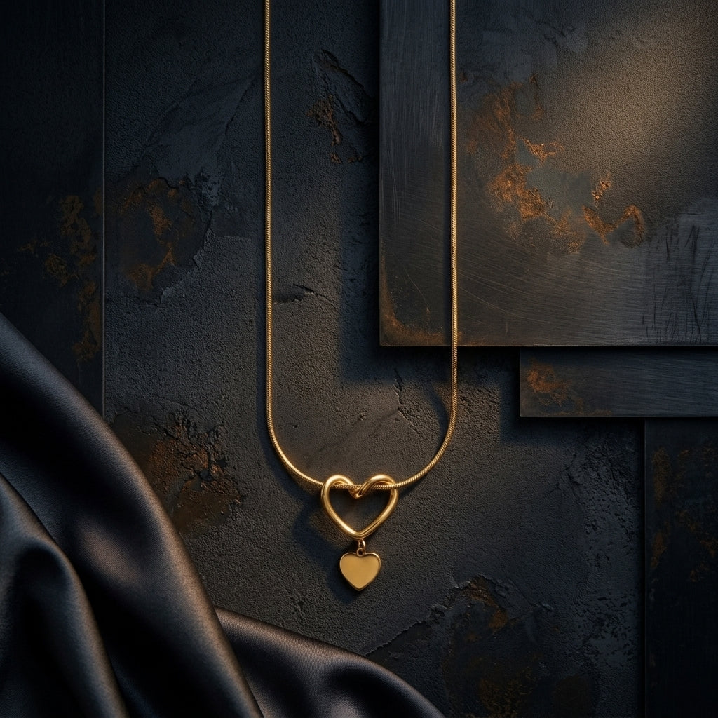 Intertwined Open Heart Drop Pendant Necklace