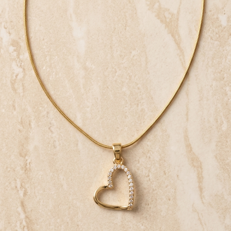 Open Crystal Heart Pendant Necklace